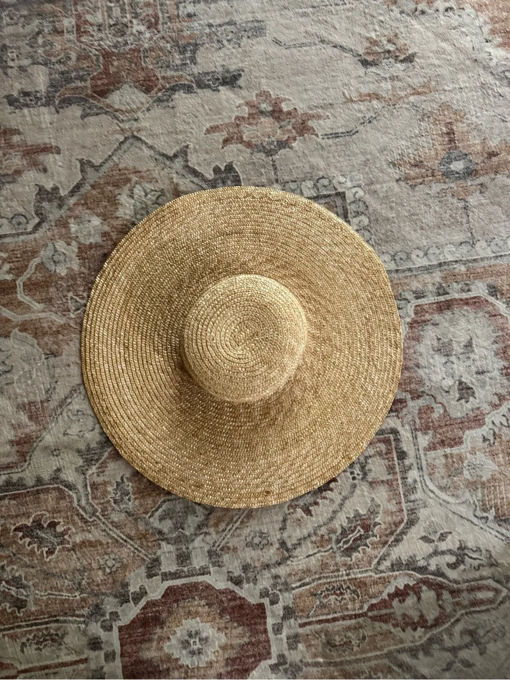 Wide Brim Straw Sun Hat - Natural Gold Tone